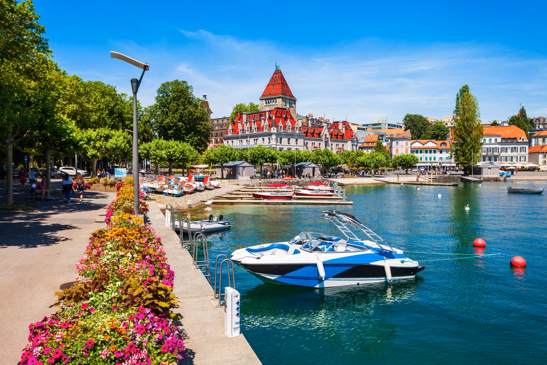 Lausanne harbor and lakeside views