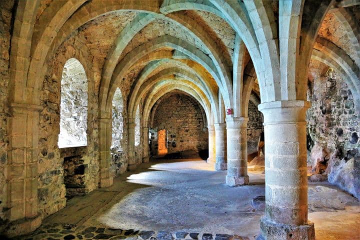 Interior courtyard and halls of Chillon Castle
