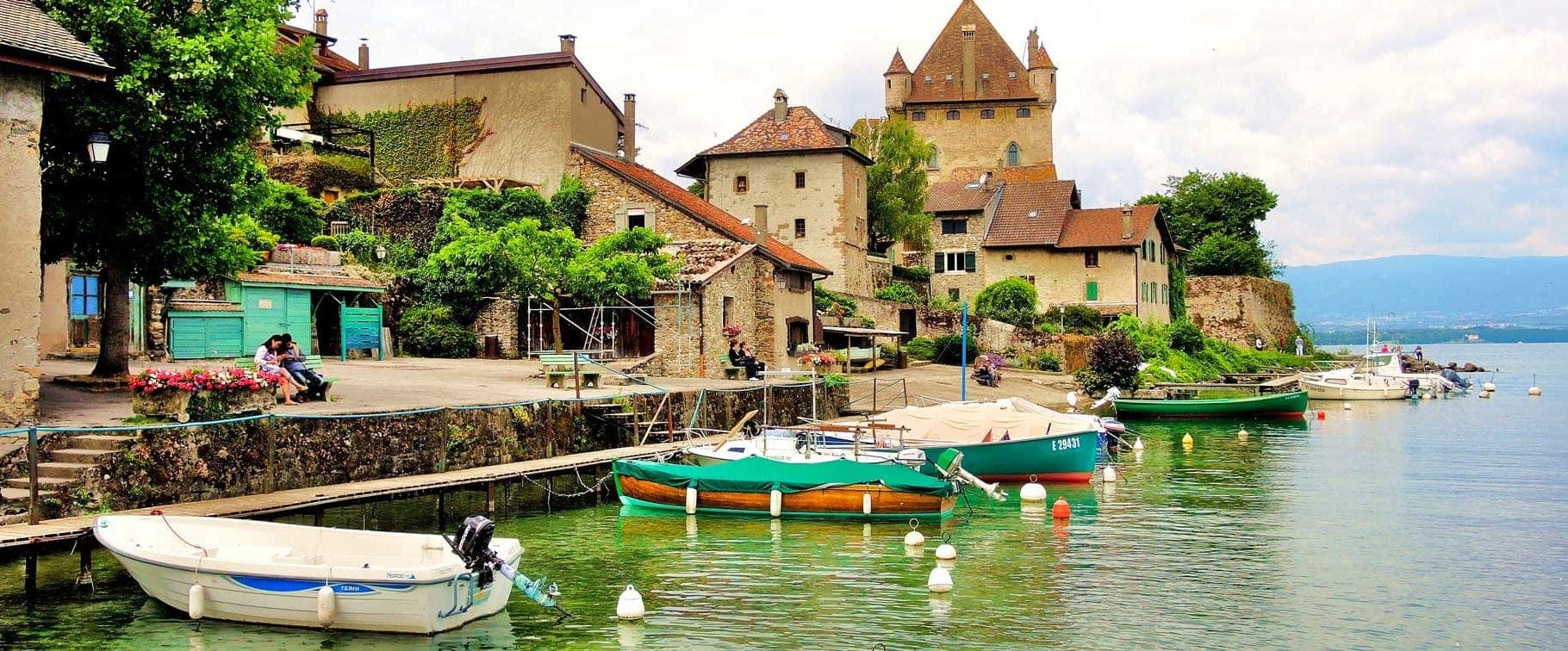 Small harbor and waterfront in Yvoire