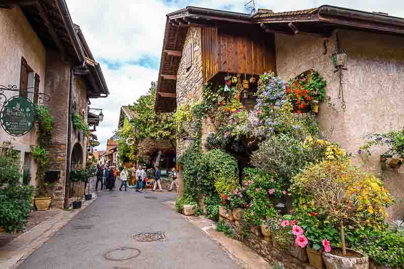 Cobblestone streets in the medieval village of Yvoire, France