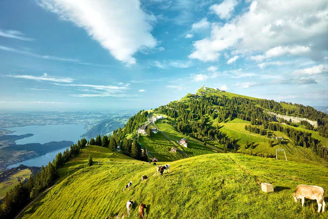 Mountain panorama over Lake Lucerne from Rigi