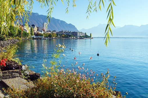 Panoramic view of Montreux and the Swiss Riviera